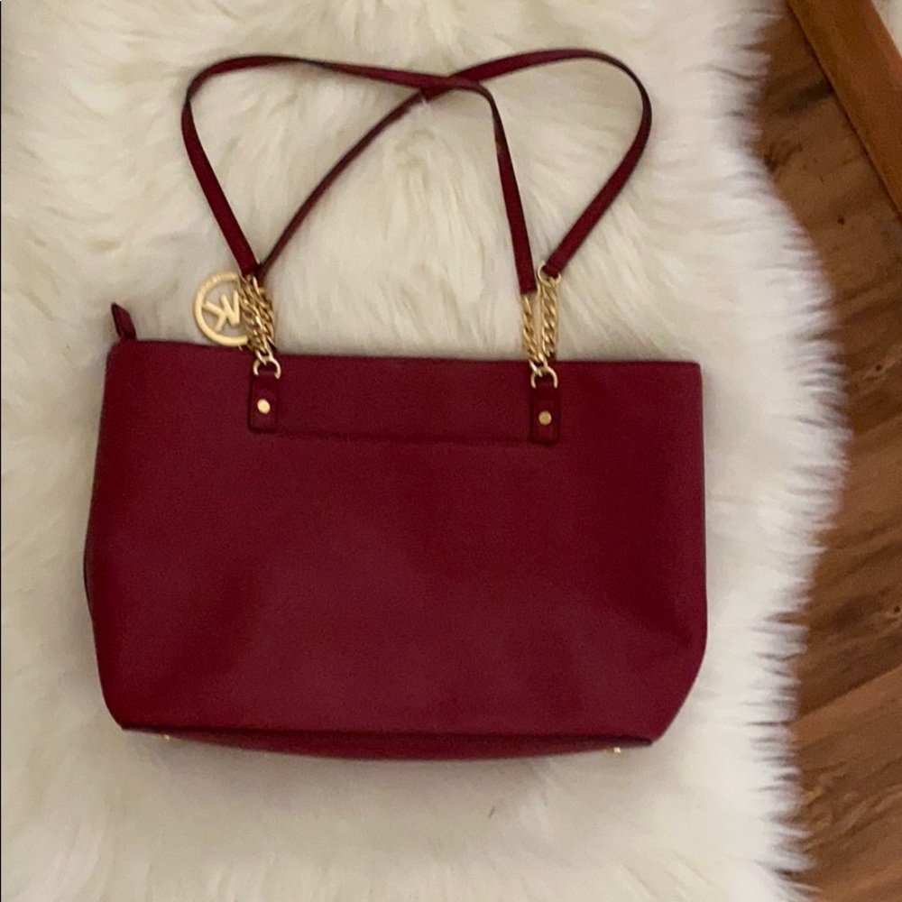 Michael Kors Cranberry Red Leather Tote Bag